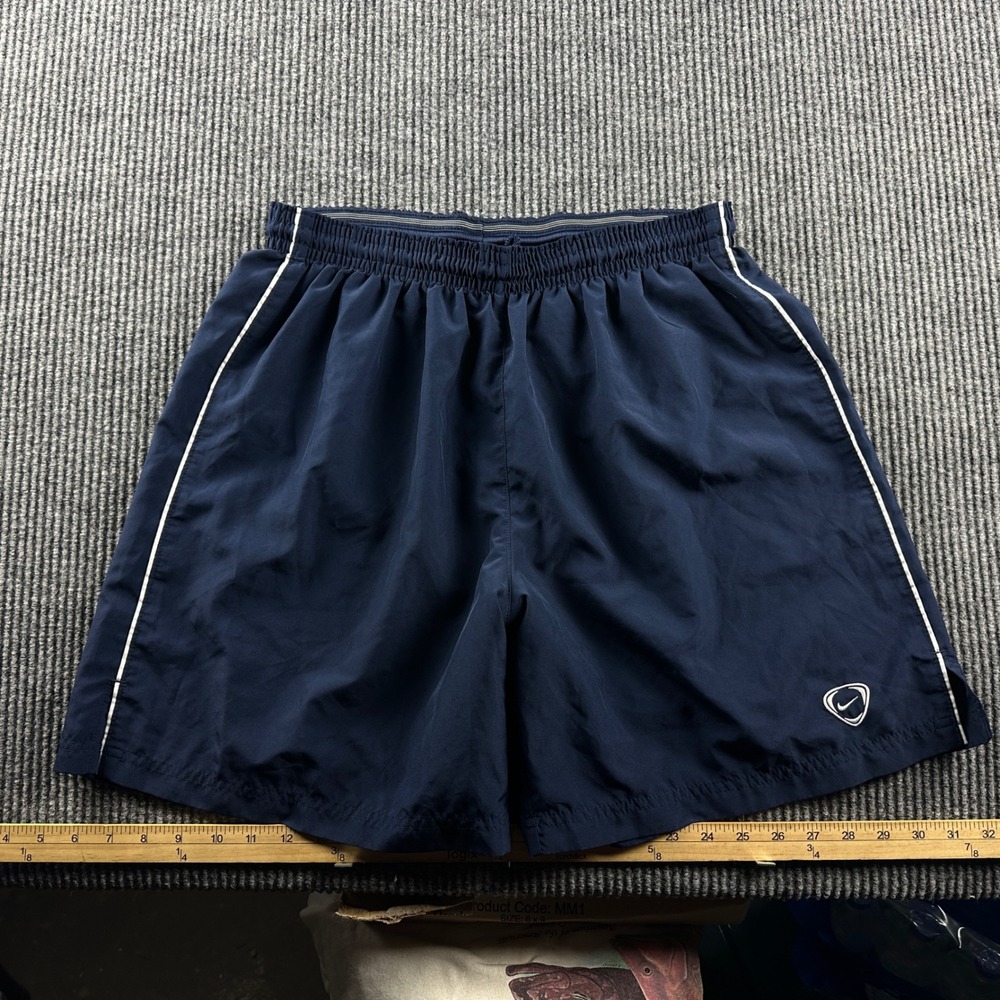 Nike Mens Navy Blue Athletic Running Shorts Size Large Embroidered Logo Piping